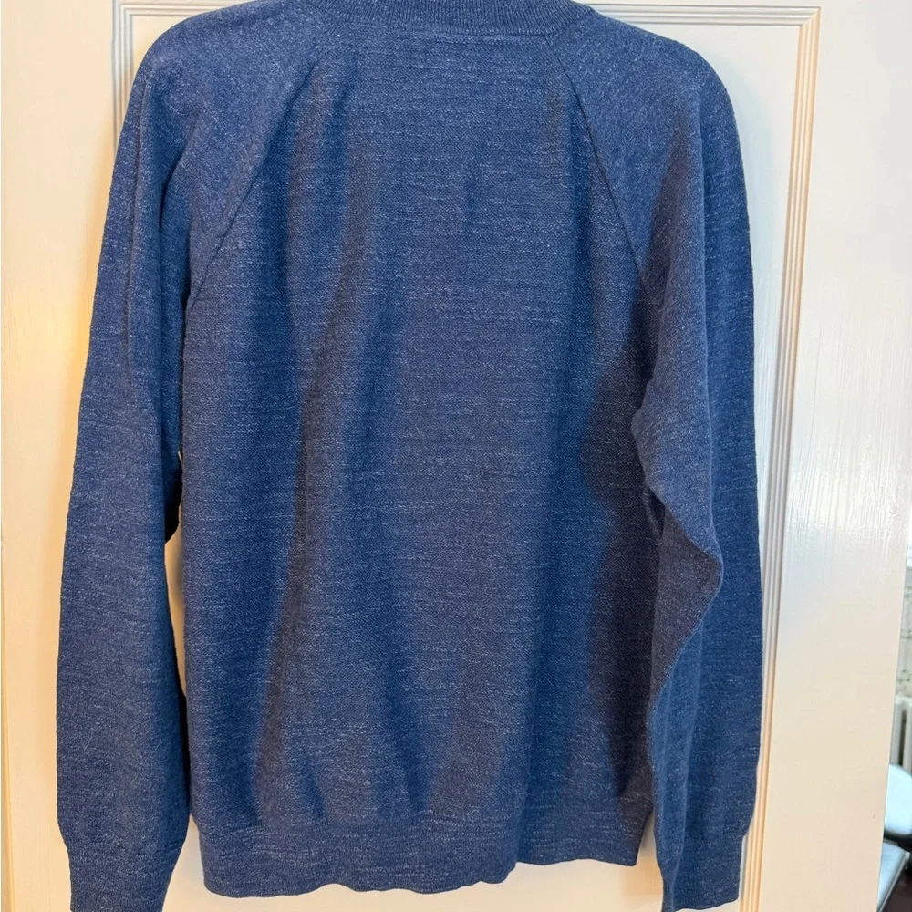 J. Crew Men's 1/4 Zip Sweatshirt in Blue 100% Cotton